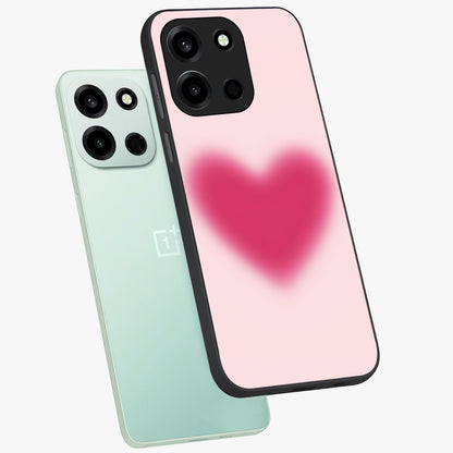 Pink Aura Heart Glass Case displayed in angled mockup highlighting vibrant pink heart design with dreamy aura aesthetic.