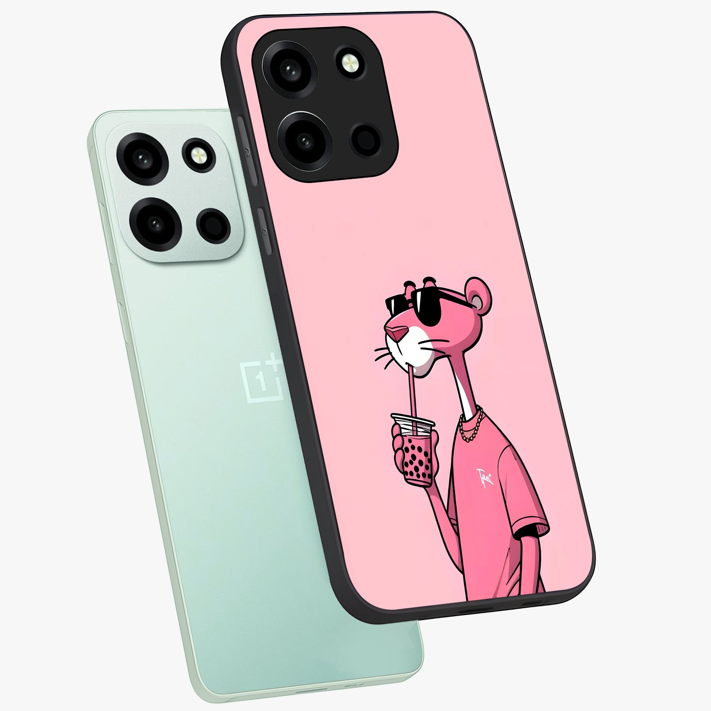 Pink Panther Glass Case displayed in angled mockup highlighting playful cartoon character design with vibrant pink aesthetic.