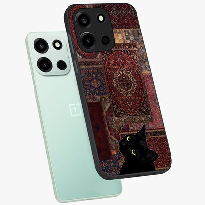 Regal Magic Cat Apple Glass Case displayed in angled mockup highlighting whimsical feline design with fantasy aesthetic.