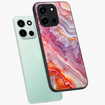 Rose Quartz Marble Glass Case displayed in angled mockup highlighting elegant marble pattern with soft aesthetic style.