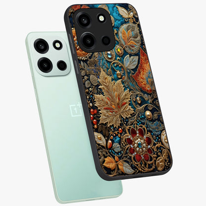 Royal Jewel Garden Glass Case displayed in angled mockup highlighting vibrant jewel inspired floral design with elegant aesthetic.