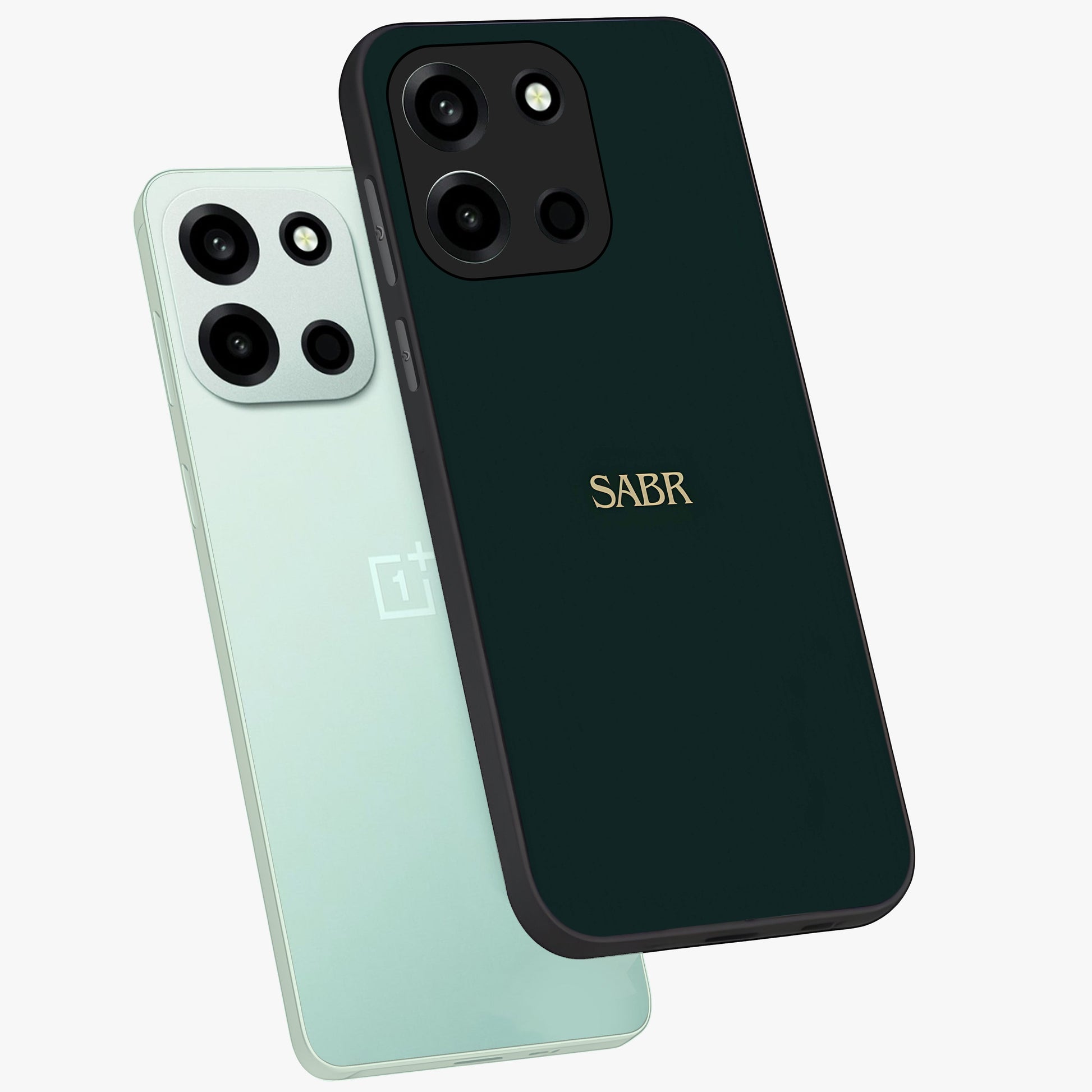 Sabr Minimal Patience Glass Case displayed in angled mockup highlighting simple inspirational design with clean aesthetic style.