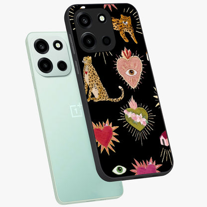 Sacred Jungle Heart Glass Case displayed in angled mockup highlighting lush tropical design with natural aesthetic style.