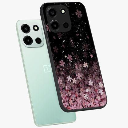 Small Starry Flowers Glass Case displayed in angled mockup highlighting tiny flower pattern with celestial aesthetic style.