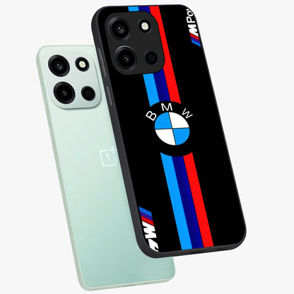 Turbo BMW Beast Glass Case displayed in angled mockup highlighting sleek racing car design with bold automotive aesthetic.