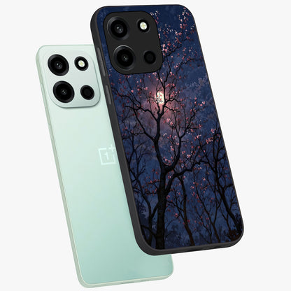 Twilight Sakura Serenade Glass Case displayed in angled mockup highlighting delicate sakura flower design with dreamy aesthetic.
