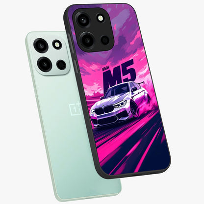 Velocity Drift Pulse Glass Case displayed in angled mockup highlighting dynamic drift design with sporty automotive aesthetic.