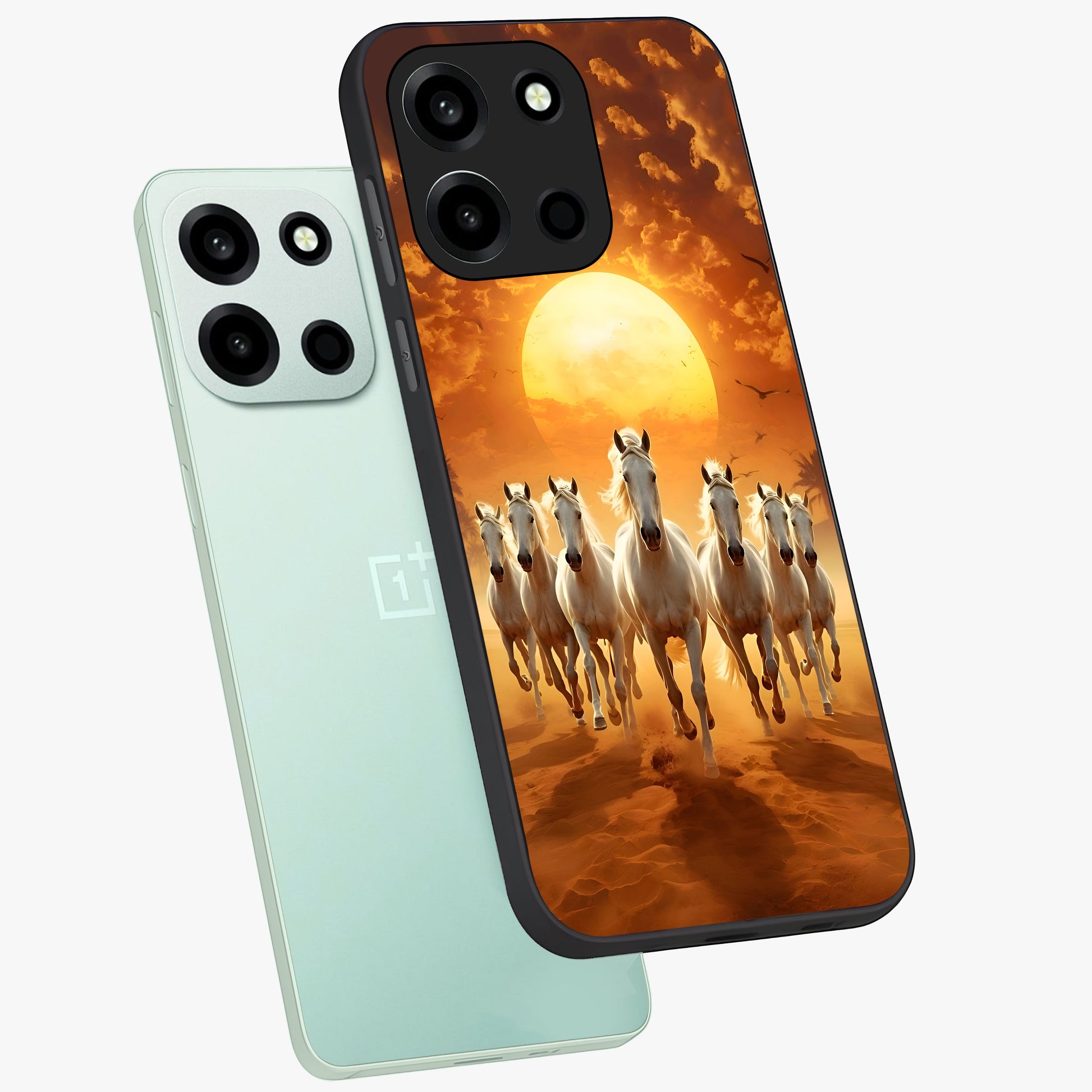 Wild Sunset Majesty Glass Case displayed in angled mockup highlighting vibrant sunset sky design with scenic aesthetic.