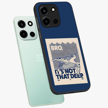 Worry Less Swim Glass Case displayed in angled mockup highlighting fun typography design with relaxed aesthetic style.