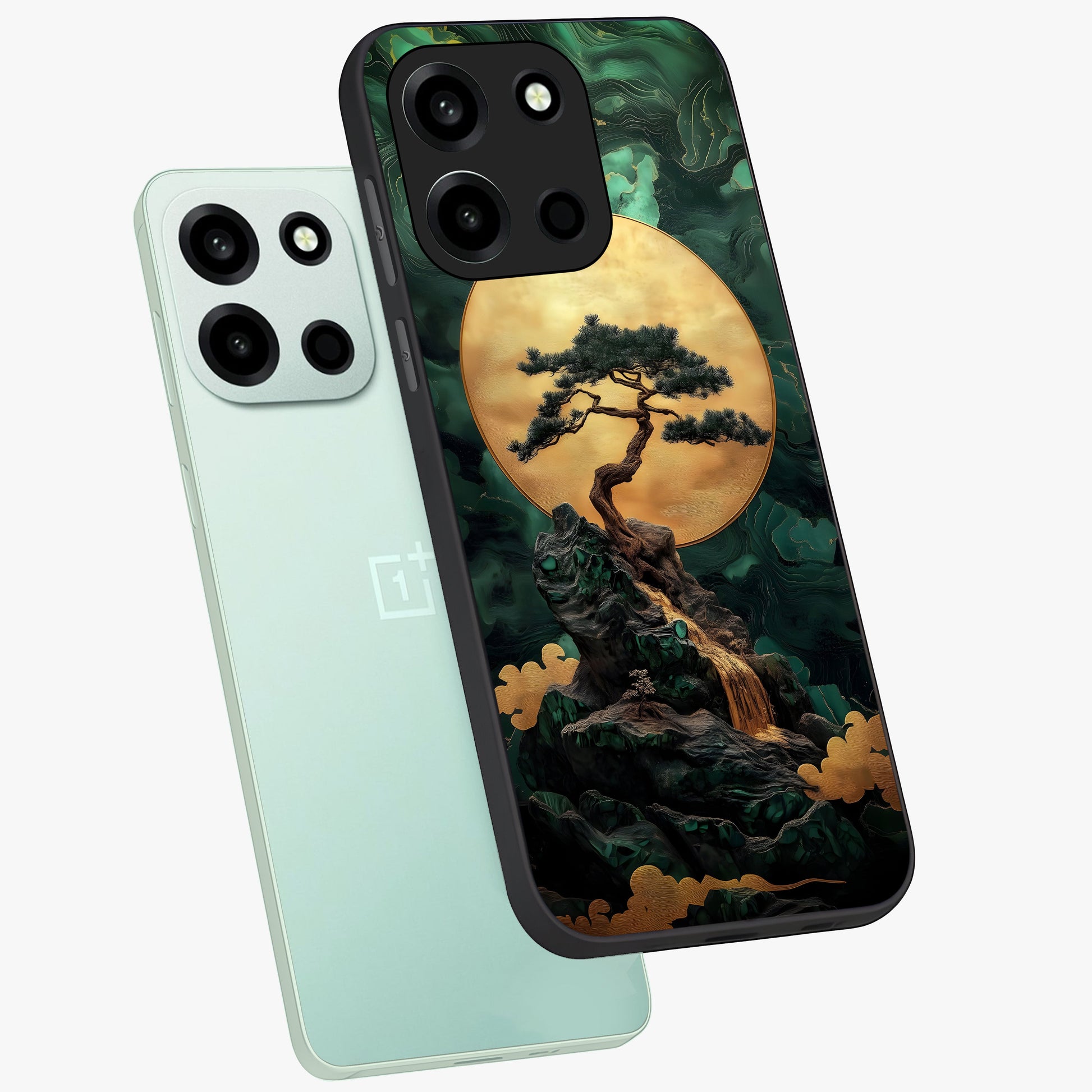 Zen Moon Rise Glass Case displayed in angled mockup highlighting peaceful lunar design with zen aesthetic style.