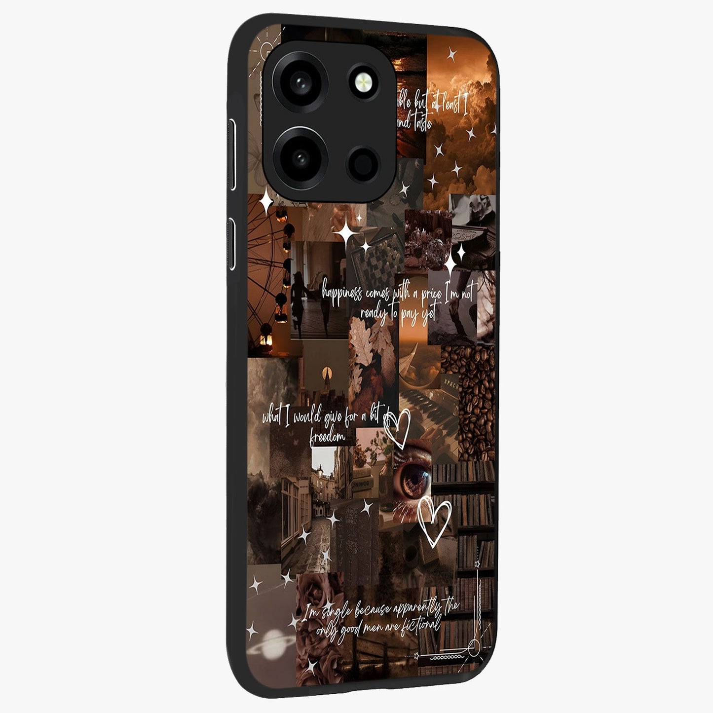 Bittersweet Aesthetic Chaos Glass Case upright view showcasing bold artistic chaos design with modern aesthetic style.