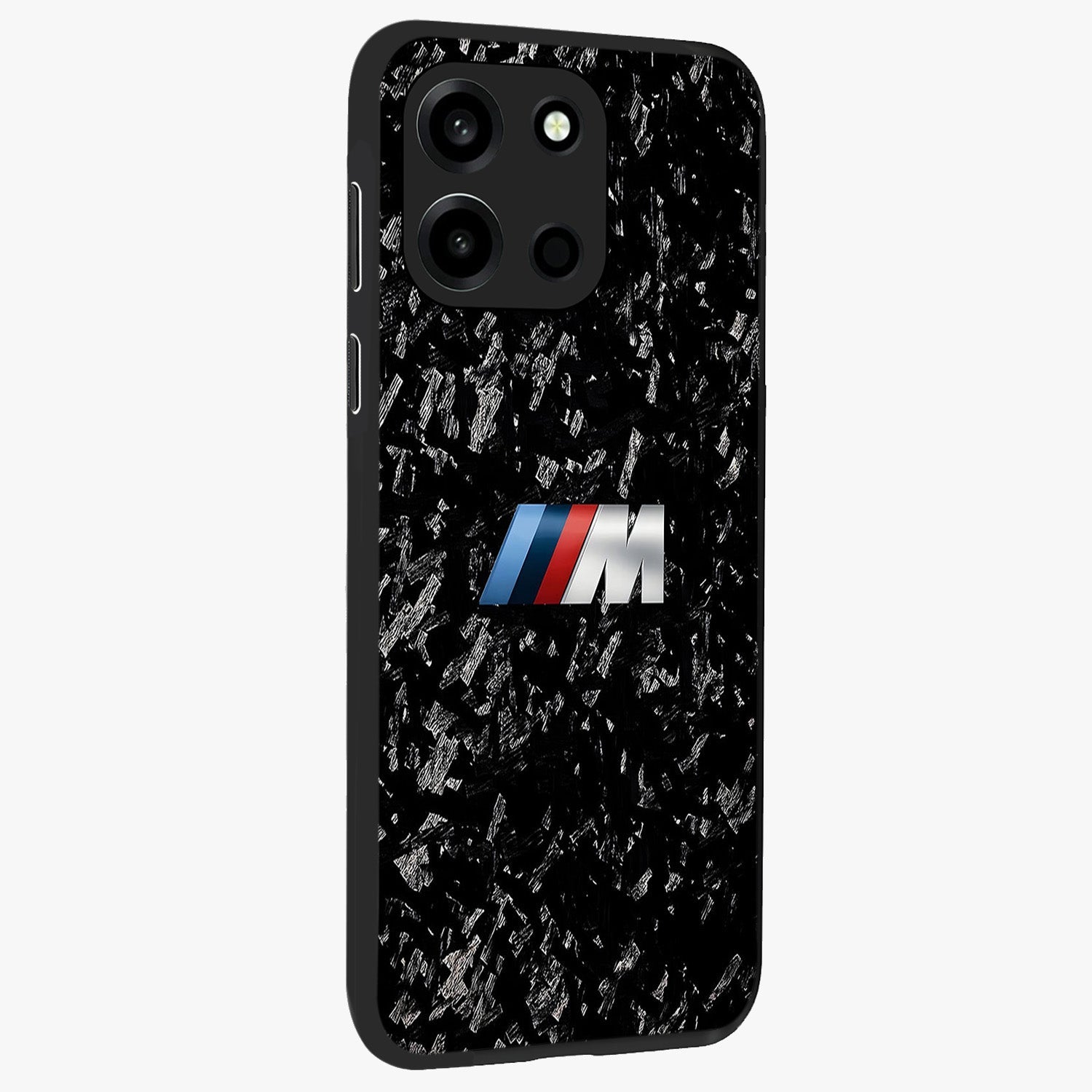 Carbon Speed Mark Glass Case upright view showcasing modern carbon speed graphic with bold automotive theme.