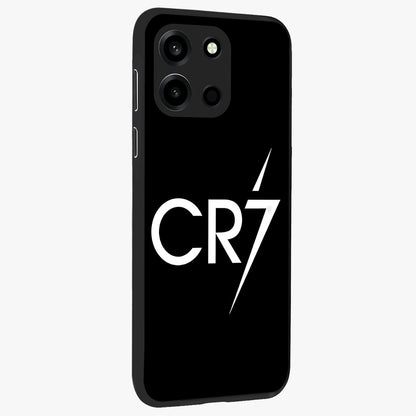 Cr7 Elite Strike Glass Case upright view showcasing energetic football inspired design with modern sports aesthetic.