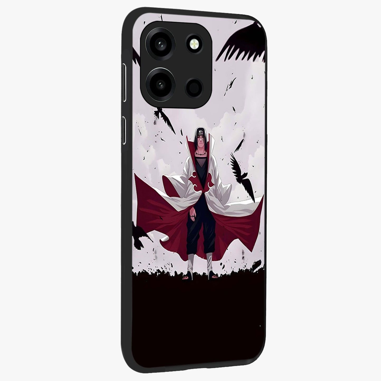 Crimson Crow Ascension Glass Case upright view showcasing dramatic crow artwork with bold gothic theme.