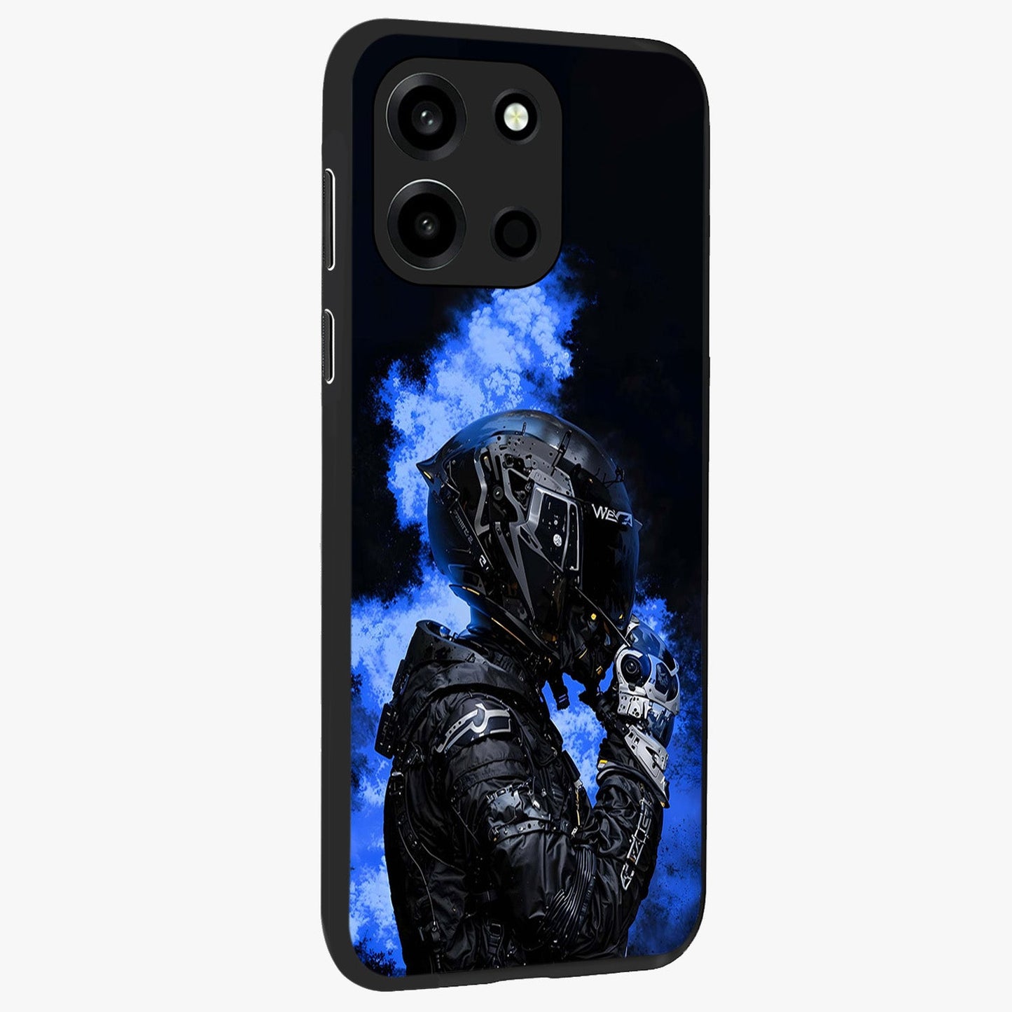 Cyber Sentinel Protocol Glass Case upright view showcasing advanced cyber sentinel artwork with futuristic tech theme.