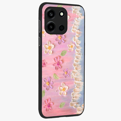 Dreamy Painted Garden Glass Case upright view showcasing vibrant floral garden artwork with artistic nature theme.