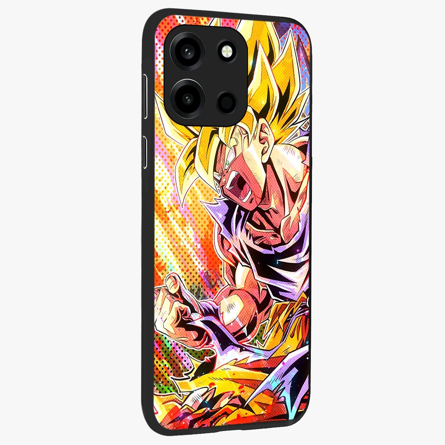 Firing Goku Glass Case upright view showcasing energetic anime artwork with bold warrior theme.