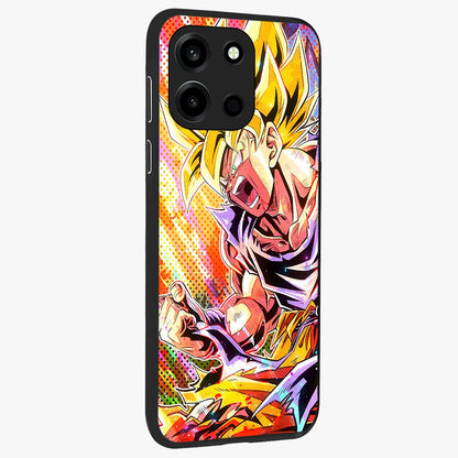 Firing Goku Glass Case upright view showcasing energetic anime artwork with bold warrior theme.