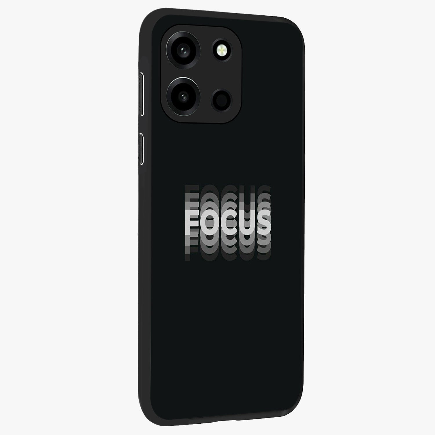 Focused Blade Discipline Glass Case upright view showcasing strong typography statement with sleek motivational theme.