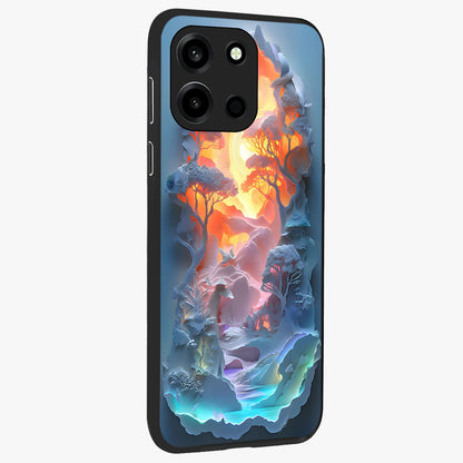 Glow Forest Portal Glass Case upright view showcasing enchanted forest portal artwork with fantasy nature theme.