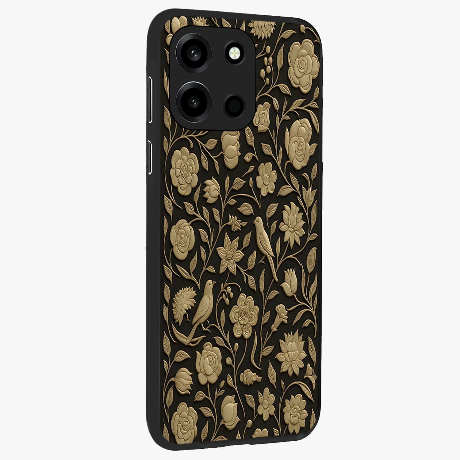 Golden Evil Eye Mandala Glass Case upright view showcasing decorative evil eye mandala artwork with spiritual aesthetic style.