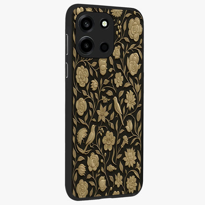 Golden Evil Eye Mandala Glass Case upright view showcasing decorative evil eye mandala artwork with spiritual aesthetic style.