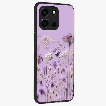 Lavender Blossom Dream Glass Case upright view showcasing delicate lavender blossom artwork with peaceful floral theme.