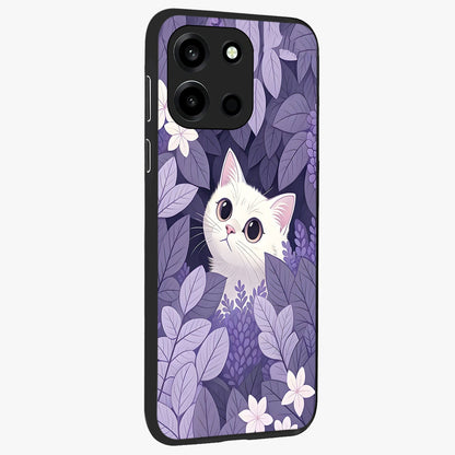 Lilac Hide Peek Cat Glass Case upright view showcasing charming cat artwork with adorable peek theme.