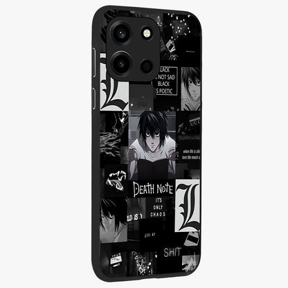 Midnight Chaos Mind Glass Case upright view showcasing expressive abstract artwork with bold dark theme.