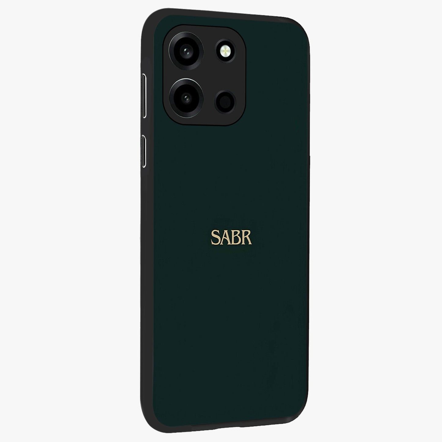 Sabr Minimal Patience Glass Case upright view showcasing calm minimalist artwork with motivational patience theme.