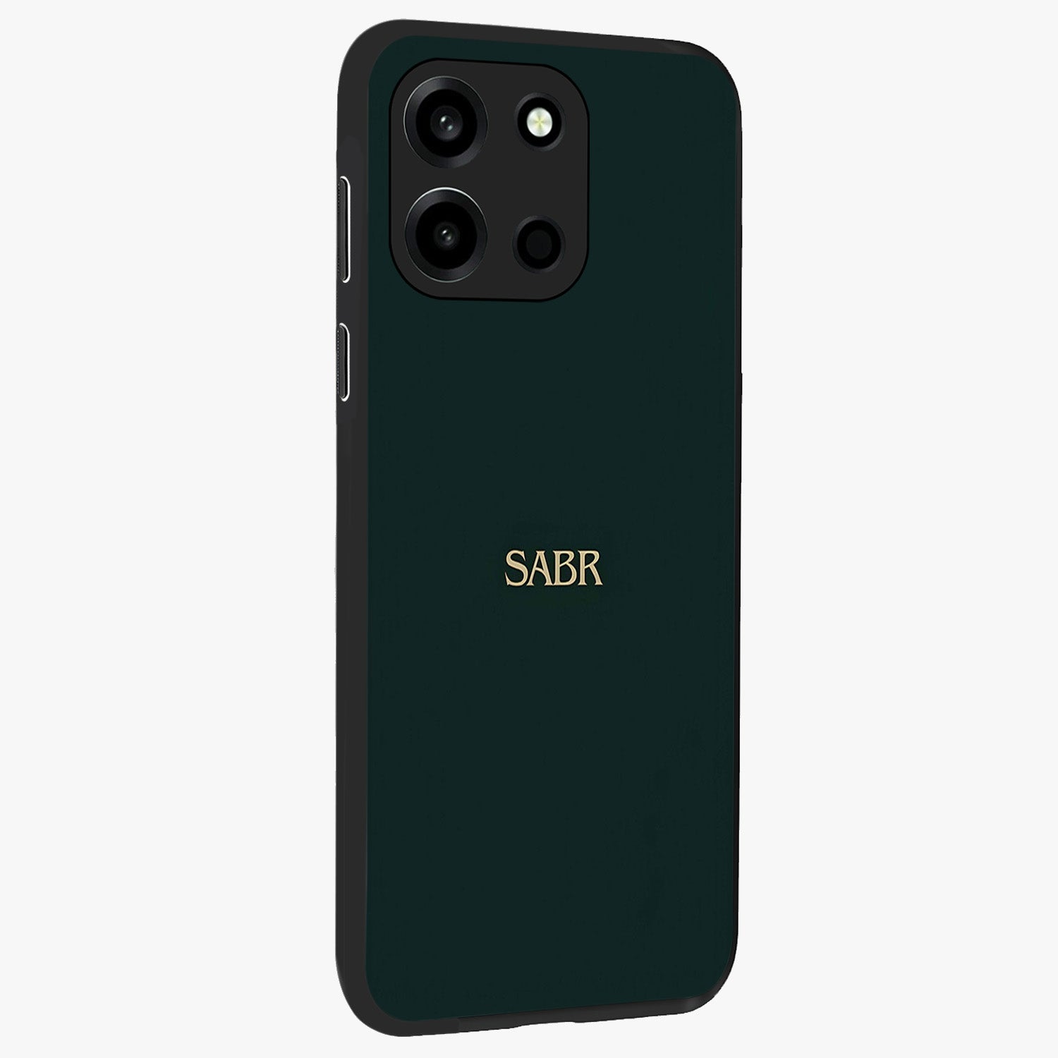 Sabr Minimal Patience Glass Case upright view showcasing calm minimalist artwork with motivational patience theme.