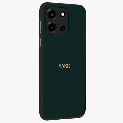 Sabr Minimal Patience Glass Case upright view showcasing calm minimalist artwork with motivational patience theme.