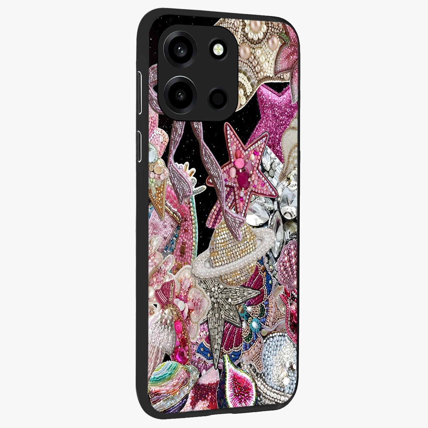 Starlit Jewel Dream Glass Case upright view showcasing radiant star inspired artwork with magical night theme.