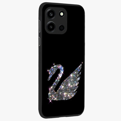 Starlit Swan Grace Glass Case upright view showcasing beautiful swan artwork with peaceful night themed design.