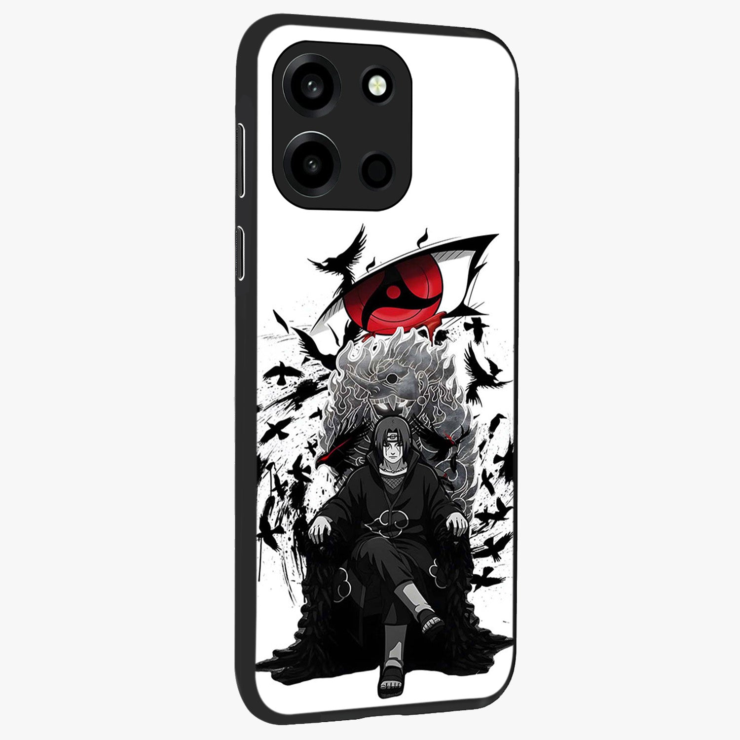Uchiha Shadow Throne Glass Case upright view showcasing magical underwater galaxy artwork with vibrant cosmic theme.