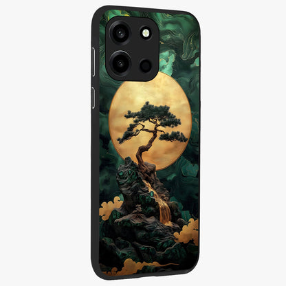 Zen Moon Rise Glass Case upright view showcasing serene moon artwork with tranquil night theme.