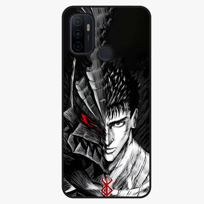 Berserker Blood Oath Glass Case showing flat back view with fierce warrior inspired artwork and glossy glass finish.