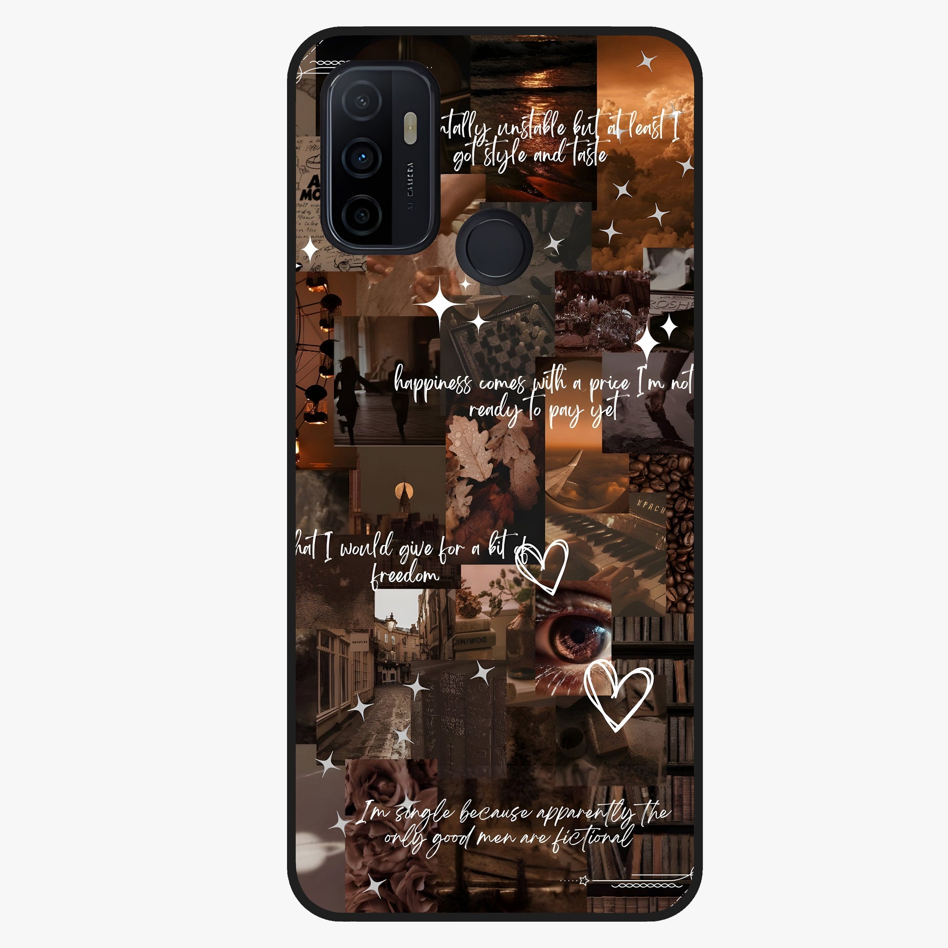 Bittersweet Aesthetic Chaos Glass Case showing flat back view with artistic chaotic aesthetic design and glossy glass finish.