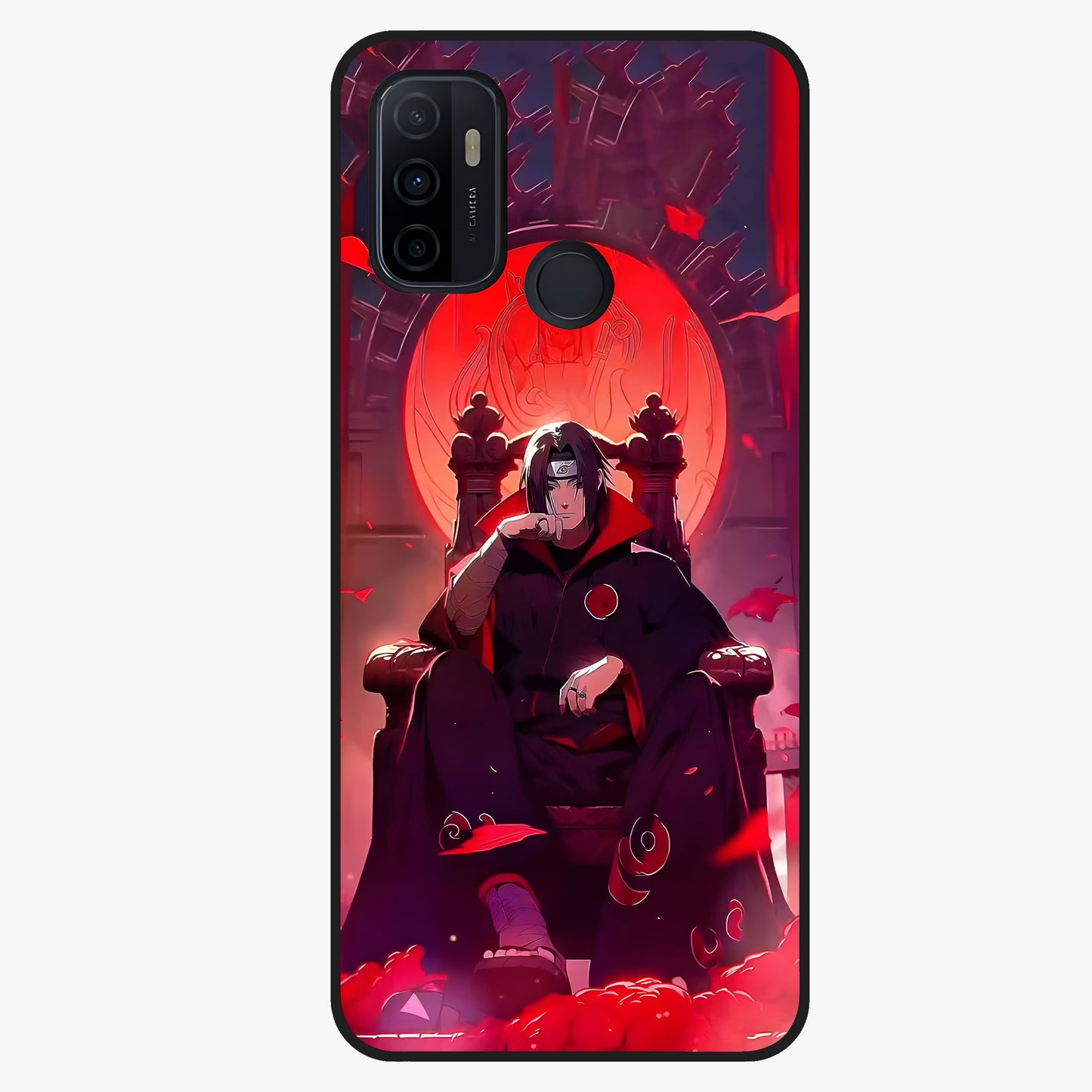 Blood Moon Sovereign Glass Case showing flat back view with mystical blood moon artwork and glossy glass finish.