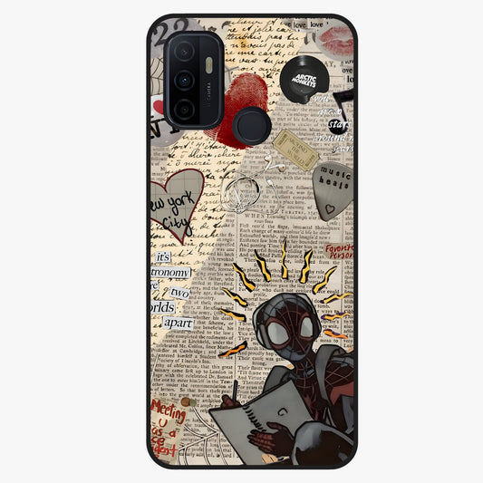 City Dream Sketch Glass Case showing flat back view with artistic city skyline sketch artwork and glossy glass finish.