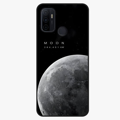 Cosmic Moon Glow Glass Case showing flat back view with glowing moon artwork and glossy glass finish.
