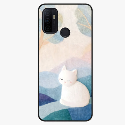 Cotton Dream Cat Glass Case showing flat back view with soft dreamy cat artwork and glossy glass finish.