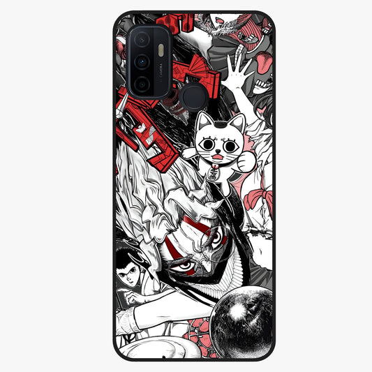 Crimson Chaos Panel Glass Case showing flat back view with bold crimson abstract artwork and glossy glass finish.