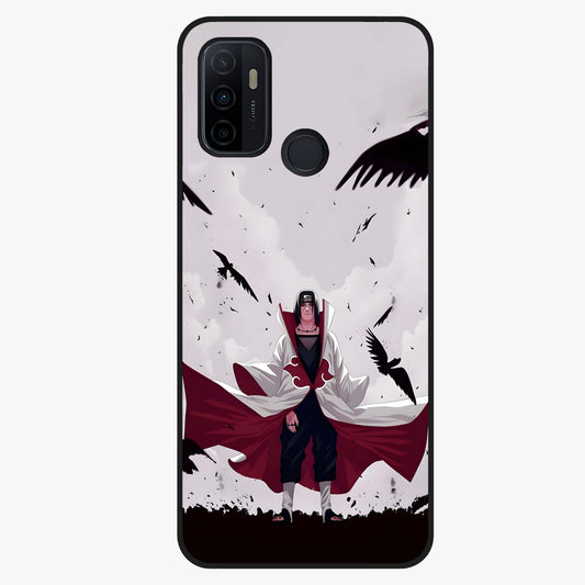Crimson Crow Ascension Glass Case showing flat back view with mystical crow artwork and glossy glass finish.