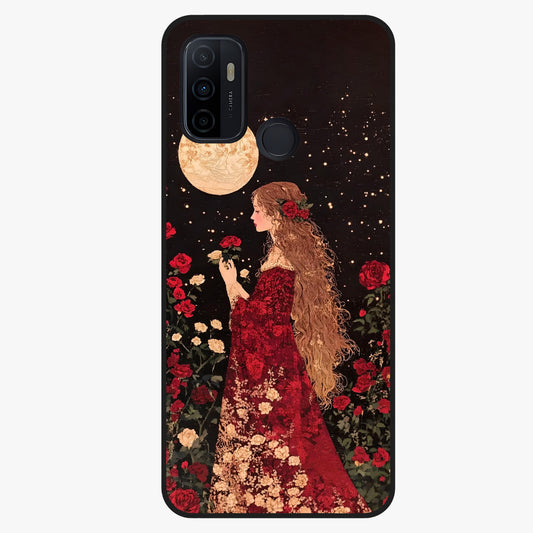 Crimson Dreams Glass Case showing flat back view with dreamy crimson artwork and glossy glass finish.