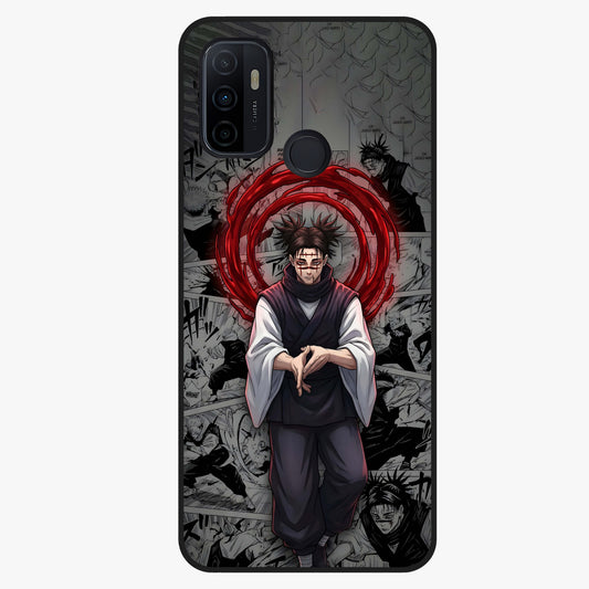 Cursed Ritual Ascension Glass Case showing flat back view with dark ritual themed artwork and glossy glass finish.