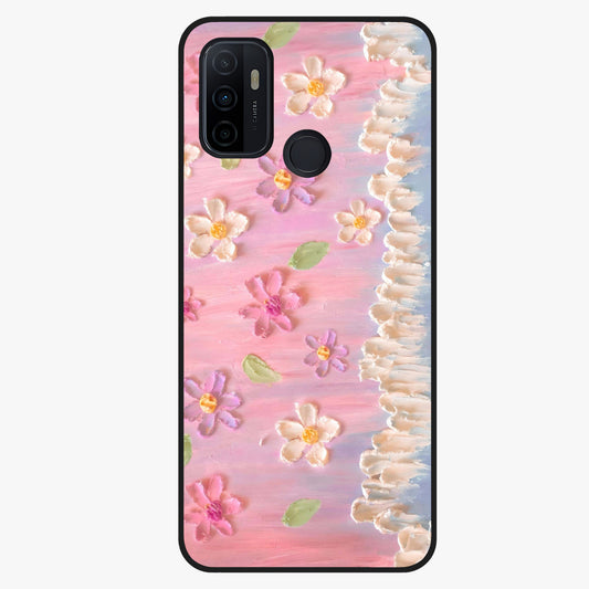 Dreamy Painted Garden Glass Case showing flat back view with artistic painted floral garden artwork and glossy glass finish.
