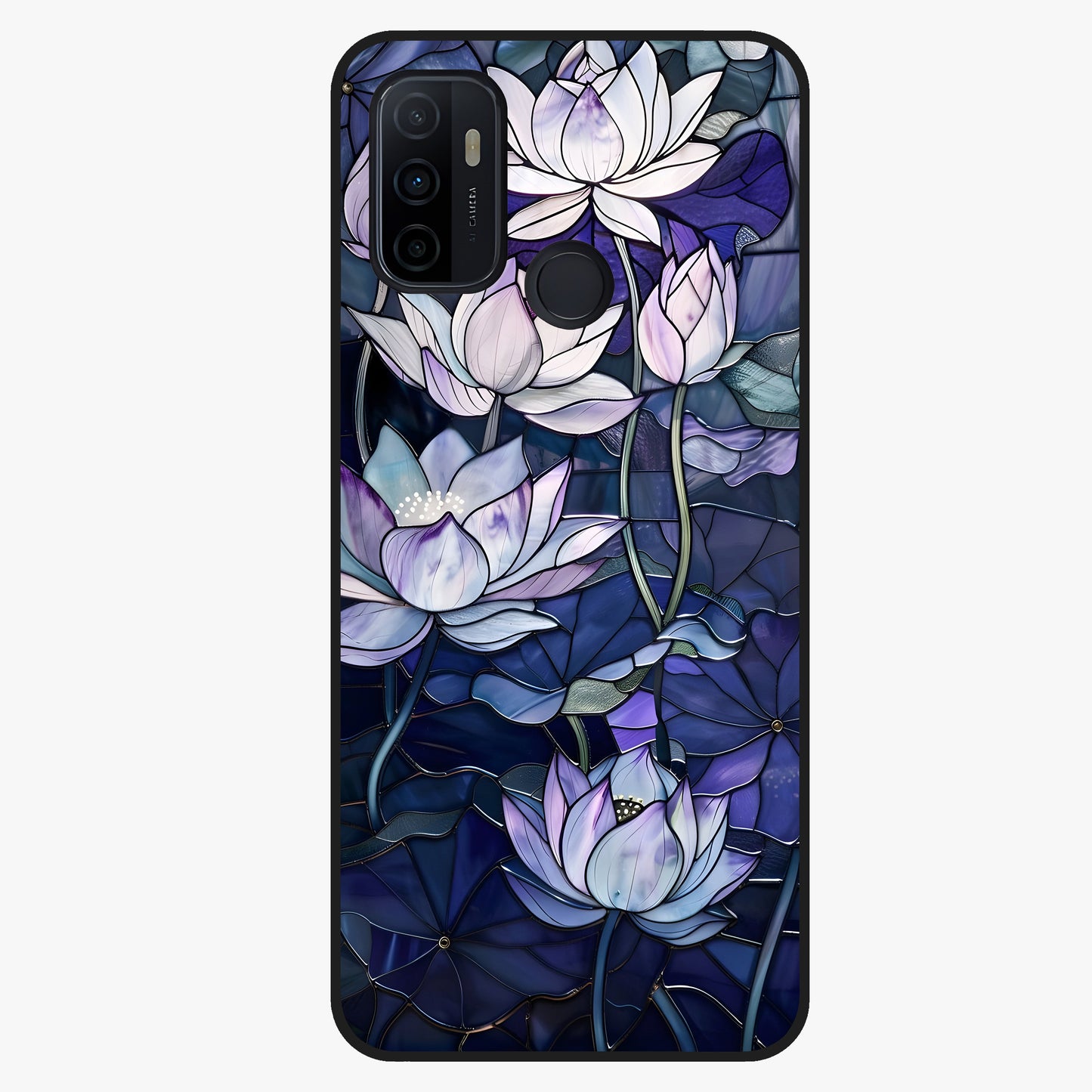 Gloss Petal Rush Glass Case showing flat back view with glossy flower petal artwork and smooth glass finish.