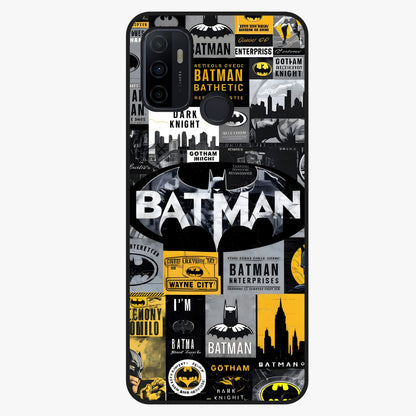 Knight Gotham Rise Glass Case showing flat back view with dark hero inspired artwork and glossy glass finish.