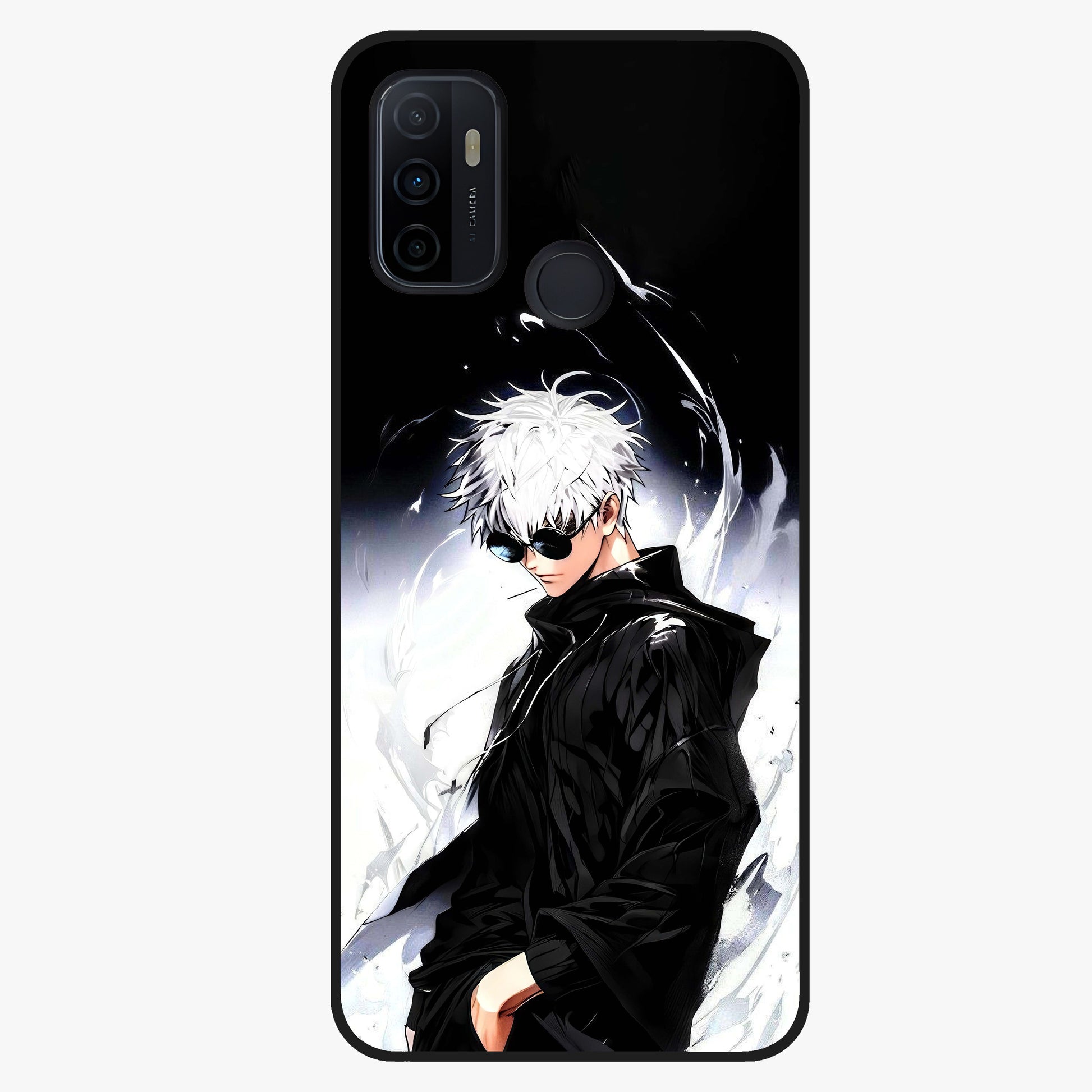 Limitless Shadow King Glass Case showing flat back view with powerful shadow warrior artwork and glossy glass finish.